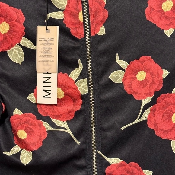 MinkPink Women’s Black Floral Long Sleeve Mini Dress Fall Size Medium - Picture 4 of 7